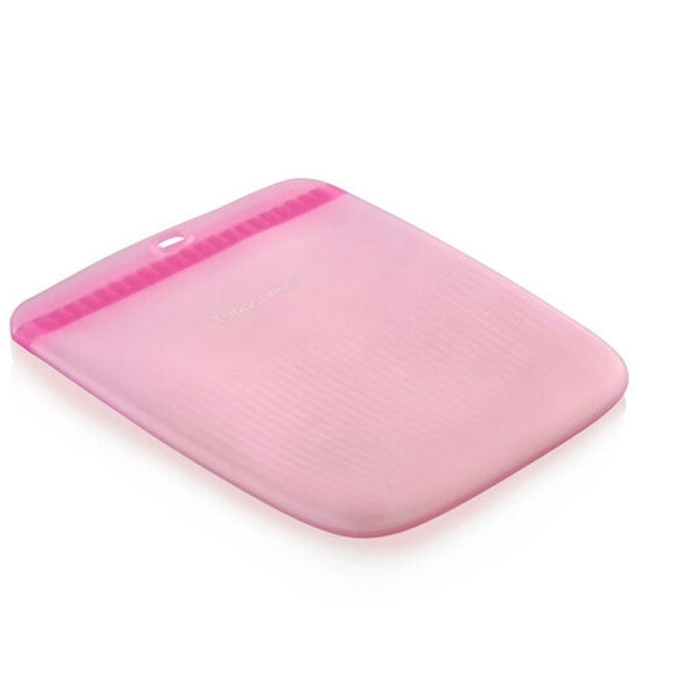 Tupperware Ultimate Freezable Food Storage Pink Silicone Slim Bag Size Large NEW